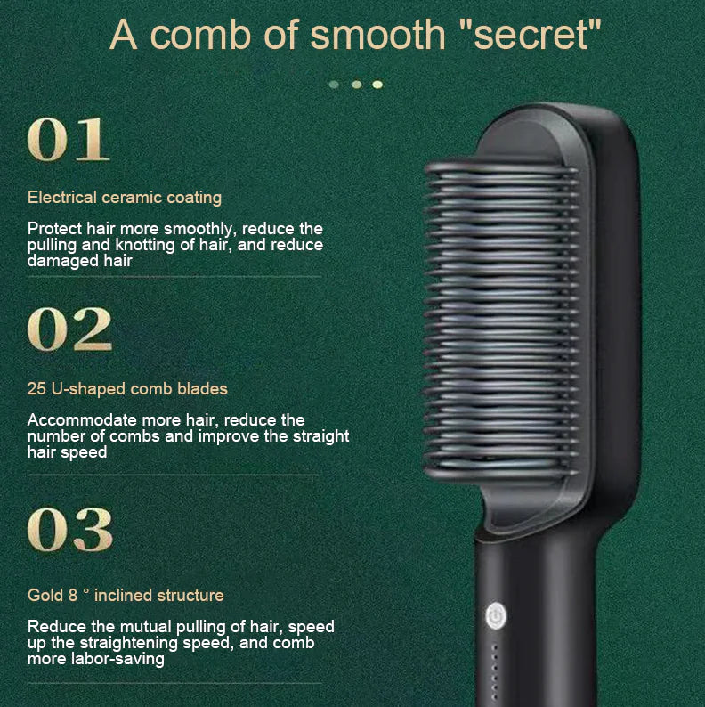 2-in-1 Hair Straightener Brush & Hot Comb – Smooth & Shine in Minutes