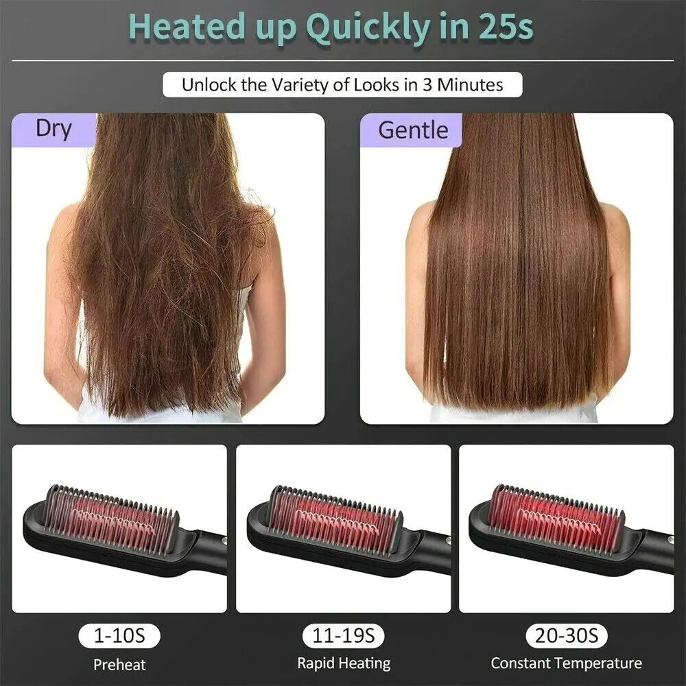 2-in-1 Hair Straightener Brush & Hot Comb – Smooth & Shine in Minutes