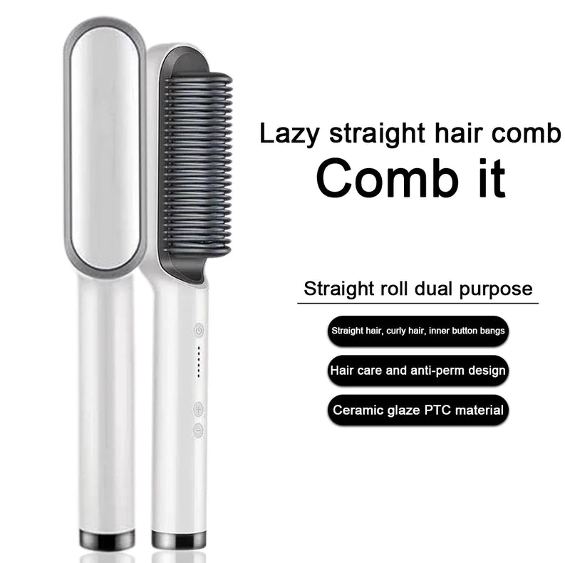 2-in-1 Hair Straightener Brush & Hot Comb – Smooth & Shine in Minutes