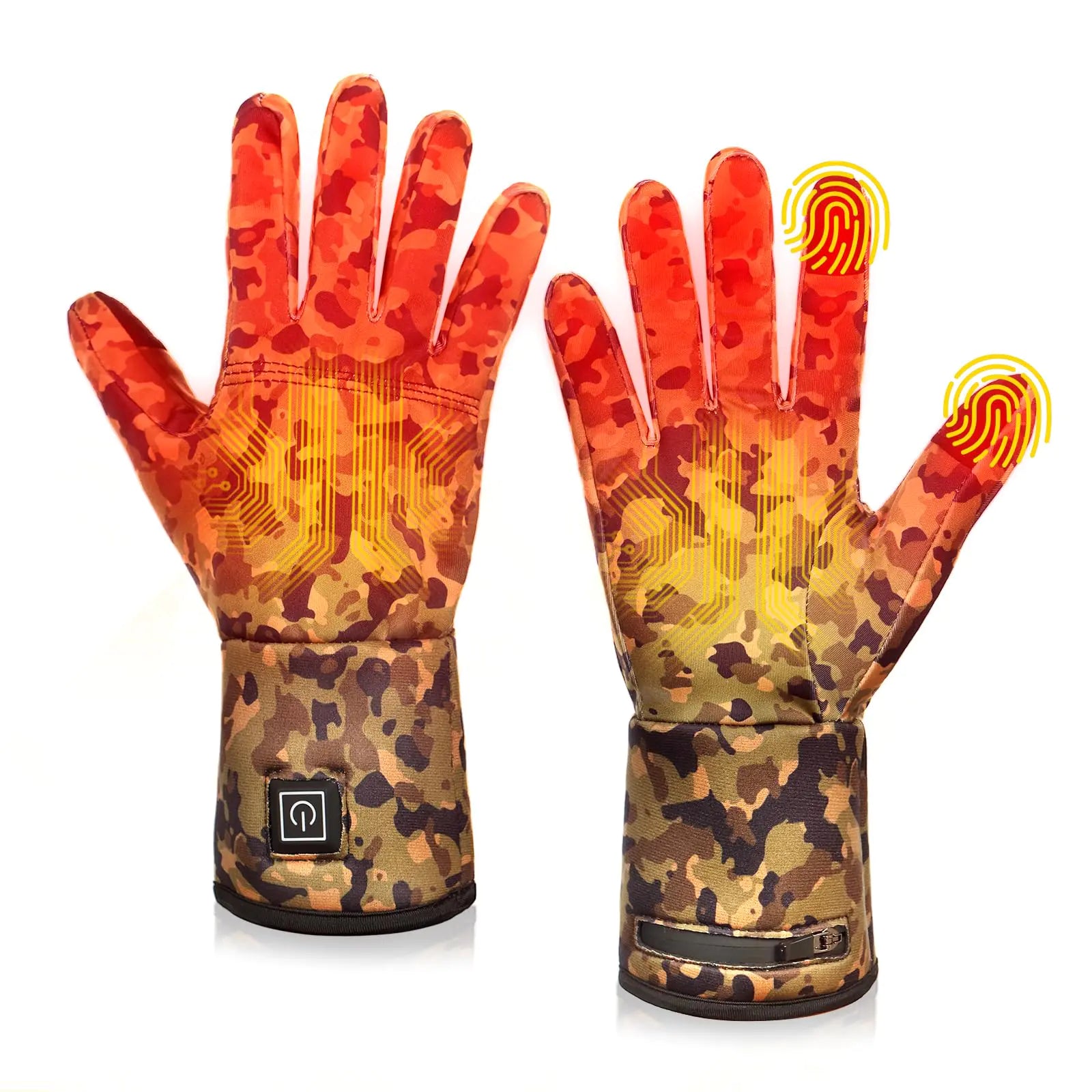 WEIVIOQ Heated Glove Liners for Men Women Rechargeable Hand Warmers Thin Camouflage Touchscreen Battery Electric Gloves Liner