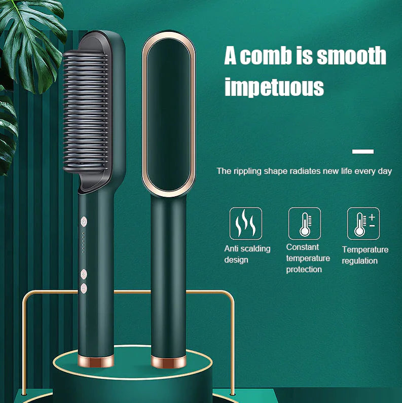 2-in-1 Hair Straightener Brush & Hot Comb – Smooth & Shine in Minutes