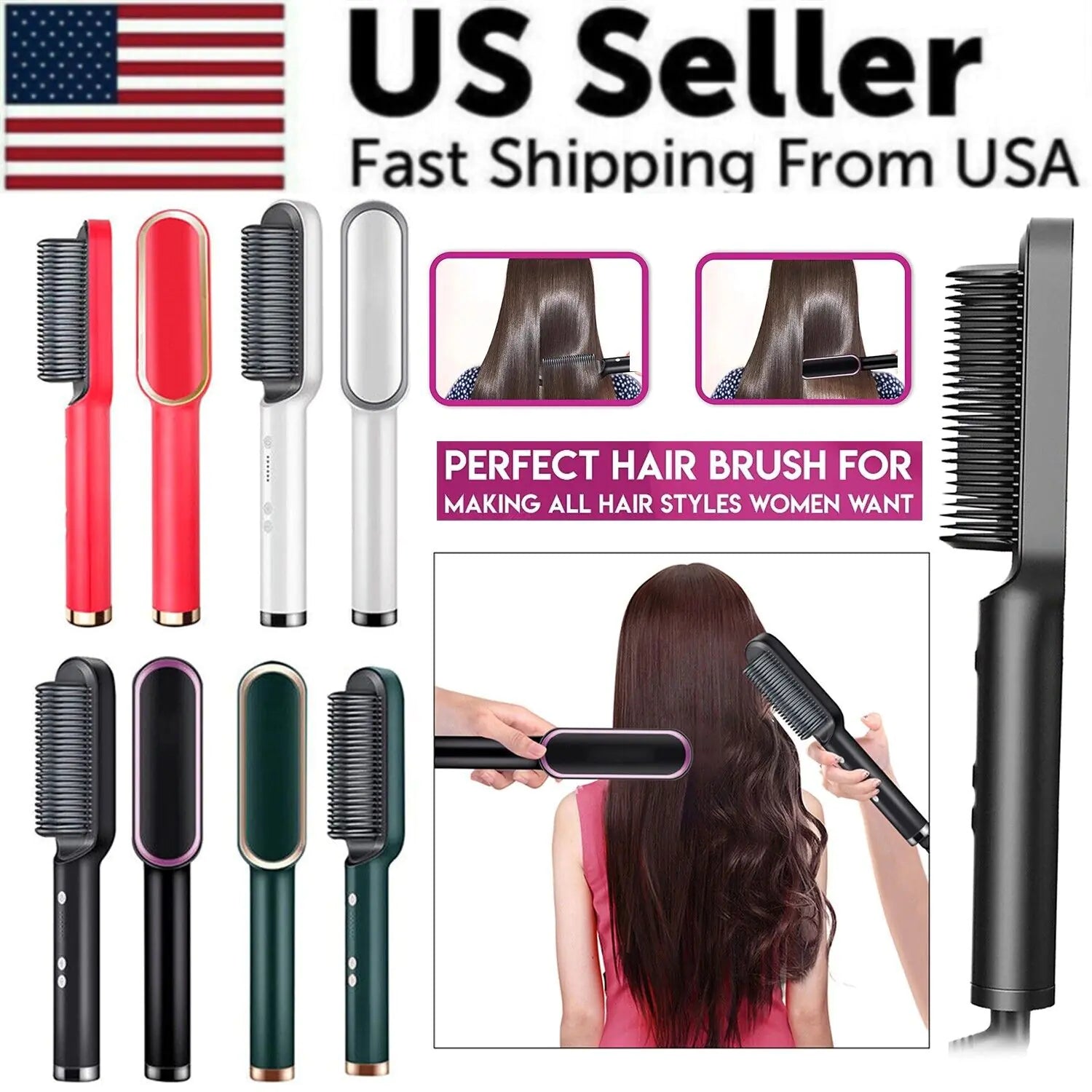 2-in-1 Hair Straightener Brush & Hot Comb – Smooth & Shine in Minutes