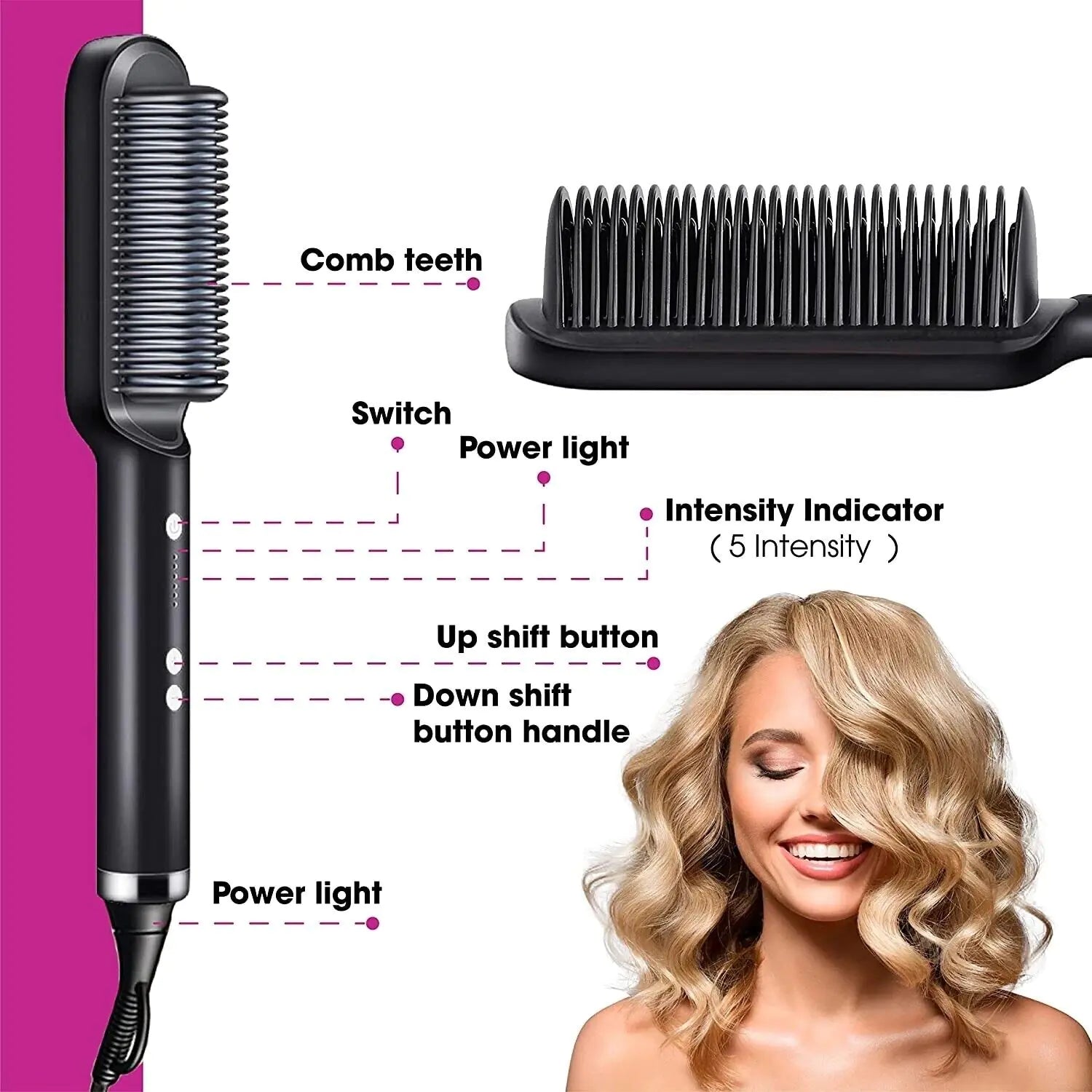 2-in-1 Hair Straightener Brush & Hot Comb – Smooth & Shine in Minutes